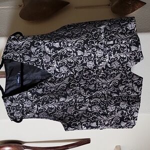 SUISIONAL Men's Jacquard Vest Wedding or Special Occasion Black w/Silver size XL